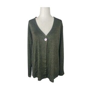 Chicos Cardigan Sweater Womens Size 2 Green Lightweight Casual